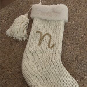Target Elegant Cream Knit Stocking with Gold Accent